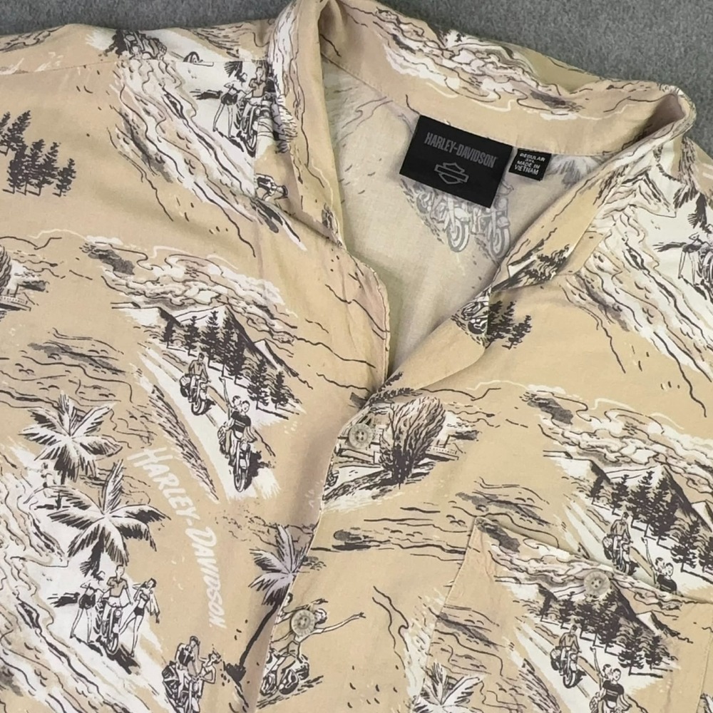 Harley Davidson Celebration Button Up Shirt Men's Size 3x All Over Print Ride